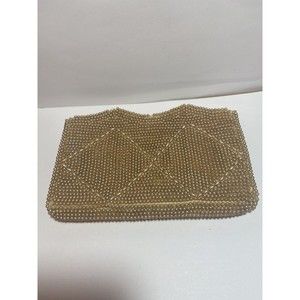 Vintage 50s Mid Century MCM AB Champagne Beaded Pearls Bag Purse Clutch Bridal